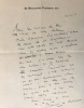 L.A.S., 1 pages in-4, (270 x 210), adressée à Alfred Mortier, le 14 décembre 1923, sur papier à l’adresse du 12, boulevard Flandrin XVIe, avec ...
