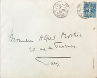 L.A.S., 1 pages in-4, (270 x 210), adressée à Alfred Mortier, le 14 décembre 1923, sur papier à l’adresse du 12, boulevard Flandrin XVIe, accompagnée de son enveloppe timbrée.