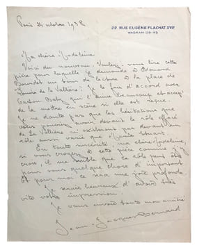 Ensemble de 4 lettres autographes signées adressées à Madeleine Renaud.. [RENAUD, Madeleine].[BERNARD, Jean-Jacques.] — [GRANVAL, Charles.] — ...