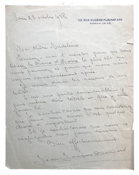 Ensemble de 4 lettres autographes signées adressées à Madeleine Renaud.. [RENAUD, Madeleine].[BERNARD, Jean-Jacques.] — [GRANVAL, Charles.] — ...