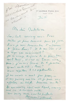 Ensemble de 4 lettres autographes signées adressées à Madeleine Renaud.. [RENAUD, Madeleine].[BERNARD, Jean-Jacques.] — [GRANVAL, Charles.] — ...