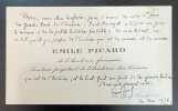 Carte autographe signée, 30 mai 1926, à Henri-Robert ; (58 x 99).. PICARD, Charles-Émile.