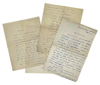Ensemble de 4 L. A. S., 4 pages et demie in-4, non datées (vers 1938), adressée à Robert de Mackiels, dramaturge et agent théâtral.