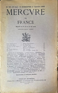 Mercure de France. n°821. 1 septembre 1932.