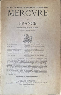 Mercure de France. n°817. 1er juillet 1932.