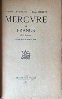 Mercure de France. n°817. 1er juillet 1932.