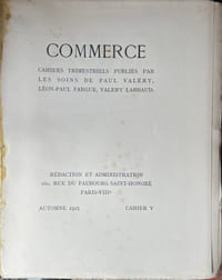 Commerce. Cahiers Trimestriels. V. Automne 1925.