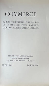 Commerce. Cahiers Trimestriels. XIV. Hiver 1927.