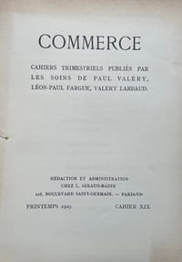 Commerce. Cahiers Trimestriels. XIX. Printemps 1929.
