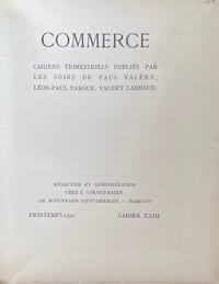 Commerce. Cahiers Trimestriels. XXIII. Printemps 1930.