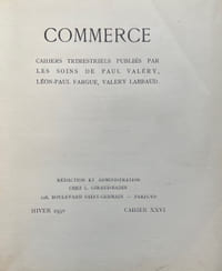 Commerce. Cahiers Trimestriels. XXVI. Hiver 1930.