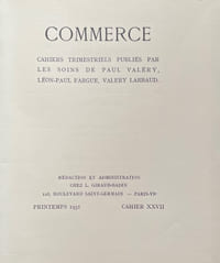 Commerce. Cahiers Trimestriels. XXVII. Printemps 1931.