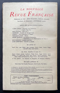 La Nouvelle Revue Française. 1er décembre 1957. n°60.