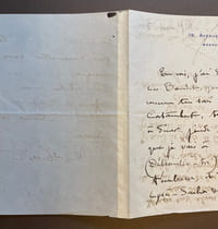 Lettre autographe signée, le 5 juin 1914, 3 pages in-12 : 149 x 112, sur papier à lettre à l’en-tête du 19, avenue Mac Mahon – Wagram 91-50, accompagnée de son enveloppe timbrée à la date du 5 juin 1914.