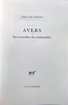Avers. Des Nouvelles des indésirables.. LE CLÉZIO, J. M. G.
