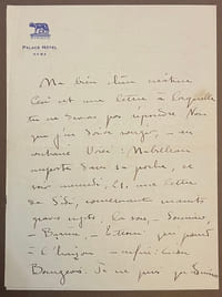 Lettre autographe signée, à son amie Marguerite Moreno, (sans date, année 1917), 4 pages in-8, 195 x 144, sur papier vert pâle à l’adresse du Palace Hôtel Rome.