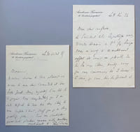 Deux lettres autographes signées, 1 page in-12, (140 x 105), datée du 31 décembre 1924 et 2 pages in-12, (140 x 105), datée du 30 avril 1928, toutes les deux à l’en-tête « Académie Française. Le Secrétaire perpétuel ».