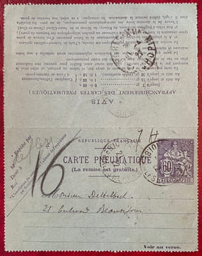 Carte pneumatique autographe signée, 21 avril 1922, à Charles Dettelbach.. FLERS. Robert de.