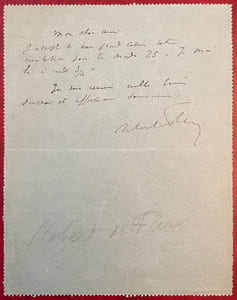Carte pneumatique autographe signée, 21 avril 1922, à Charles Dettelbach.