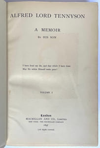 Alfred Lord Tennyson. A memoir By his son.