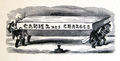 Cahier des charges des chemins de fer. Pamphlet illustré.
