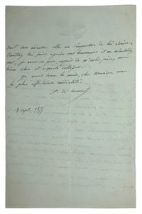 L.A.S., 8 septembre 1875, au député Denis Benoist-d'Azy.