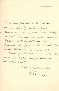 Lettre autographe signée.