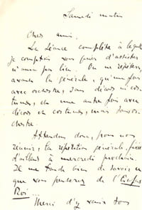 Lettre autographe signée.