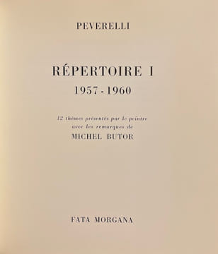 Répertoire I (1957-1960).. PEVERELLI (Cesare) - BUTOR (Michel)