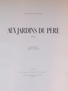 Aux jardins du Père. Elégie.