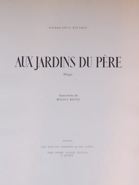 Aux jardins du Père. Elégie.. MATTHEY (Pierre-Louis)