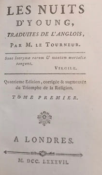 Les nuits d'Young, traduites de l'anglais par M. Le Tourneur.. [CAZIN] - YOUNG (Edward)