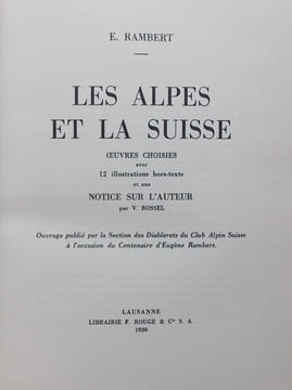 Les Alpes et la Suisse.. RAMBERT (Eugène)