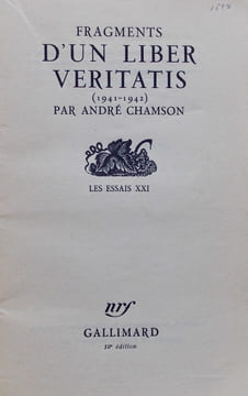 Fragments d'un liber veritatis (1941-1942).. CHAMSON (André)