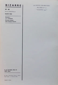 Romaine Brooks. [REVUE] - BIZARRE N° 46. Mars 1968.