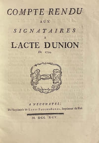 Compte rendu aux signataires à l'Acte d'Union de 1794.