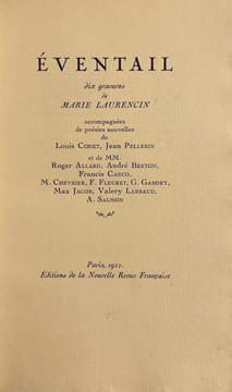 Eventail. Dix gravures, accompagnées de poésies nouvelles de Louis Codet, Jean Pellerin et de MM. Roger Allard, André Breton, Francis Carco, M. ...