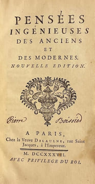 Pensées ingénieuses des anciens et des modernes. Nouvelle édition.. [BOUHOURS (Dominique)]