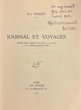 Journal et voyages.. [BOUVIER] - TOULET (Paul-Jean)