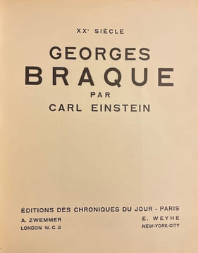 Georges Braque.. [BRAQUE] - EINSTEIN (Carl)