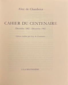 Cahier du centenaire. Décembre 1882 - Décembre 1982.