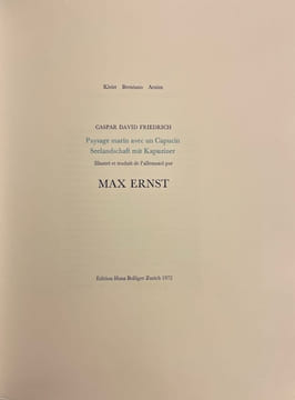 Caspar David Friedrich. Paysage marin avec un Capucin. Seelanschaft mit Kapuziner.. [ERNST (Max)] -  KLEIST (Heinrich von) - BRENTANO (Clemens) - ...