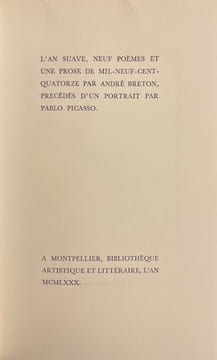 L'an suave. Neuf poèmes et une prose de 1914.. BRETON (André)