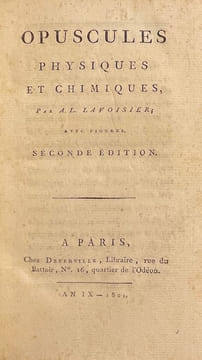 Opuscules physiques et chimiques.. LAVOISIER (Antoine Laurent)