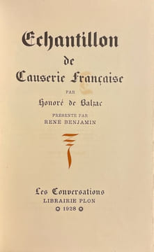 Echantillon de causerie française.. BALZAC (Honoré de)