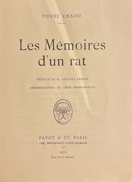 Les mémoires d'un rat.. CHAINE (Pierre)