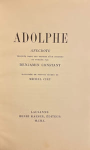 Adolphe. Anecdotes trouvées dans les papiers d'un inconnu...