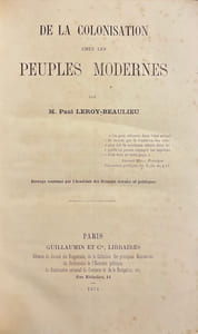 De la colonisation chez les peuples modernes.