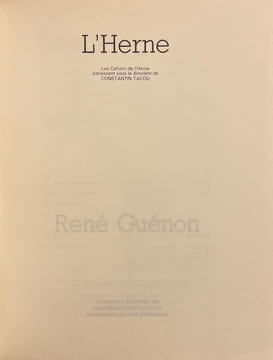 Cahier de L'Herne René Guenon.. [GUENON] - laurant (Jean-Pierre) & BARBANEGRA (Paul)