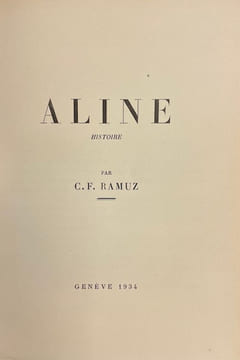 Aline.. [BARRAUD (Maurice)] - RAMUZ (C. F.)